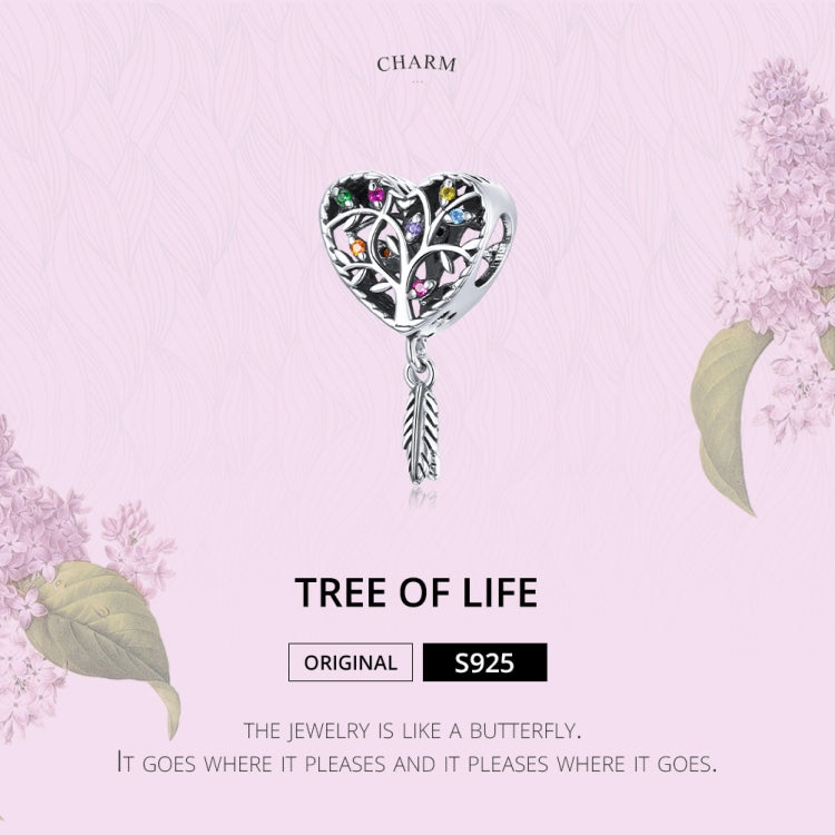 Accessori per collana braccialetto fai-da-te con perline albero della vita a forma di cuore in argento sterling S925, Tree Of Life