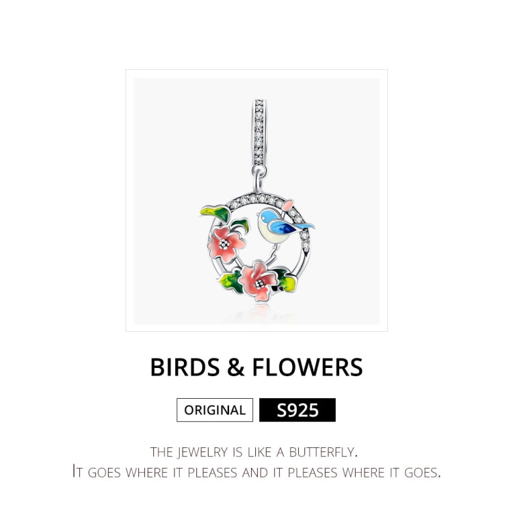 Accessori per collana braccialetto fai-da-te con ciondolo fiori di uccelli in argento sterling S925, Birds Flowers