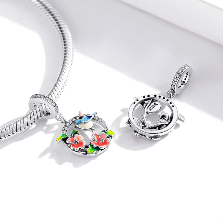 Accessori per collana braccialetto fai-da-te con ciondolo fiori di uccelli in argento sterling S925, Birds Flowers