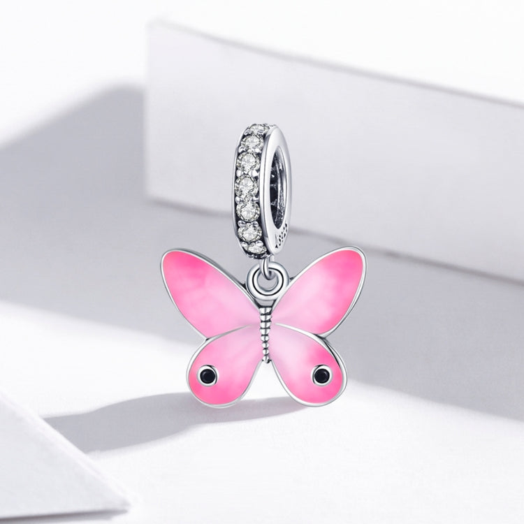 Accessori per collana braccialetto fai da te con ciondolo farfalla rosa in argento sterling S925, Pink Butterfly