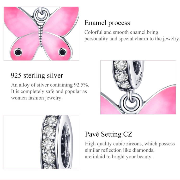 Accessori per collana braccialetto fai da te con ciondolo farfalla rosa in argento sterling S925, Pink Butterfly