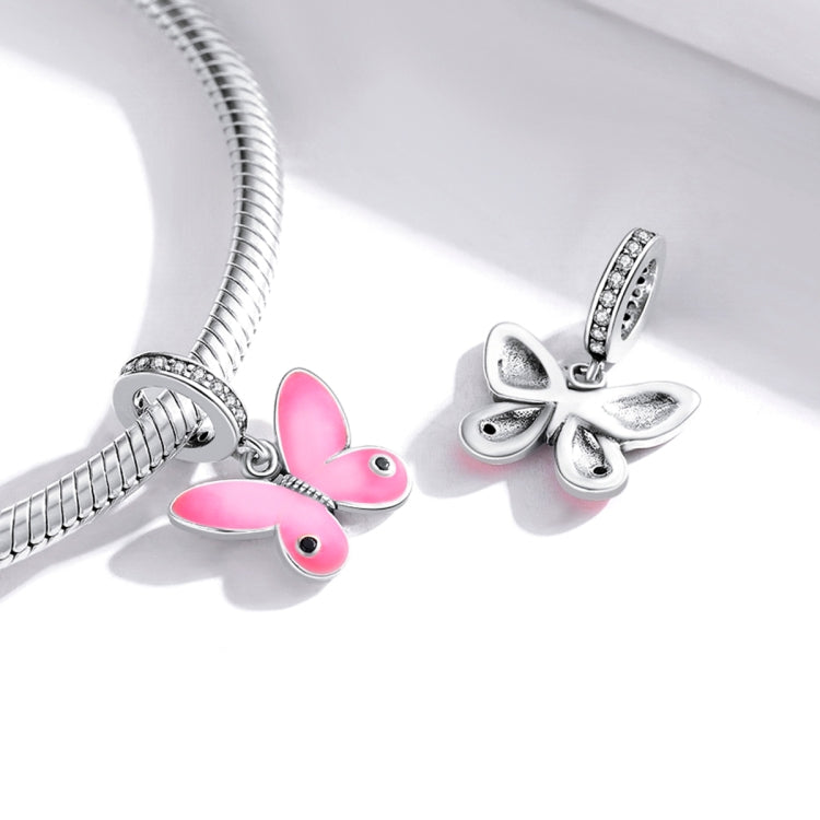 Accessori per collana braccialetto fai da te con ciondolo farfalla rosa in argento sterling S925, Pink Butterfly