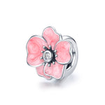 Accessori per collana braccialetto fai-da-te con perline di fiori rosa in argento sterling S925, Pink Flower