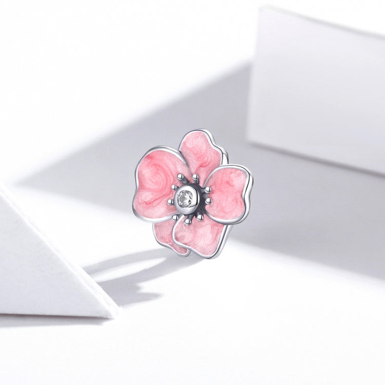 Accessori per collana braccialetto fai-da-te con perline di fiori rosa in argento sterling S925, Pink Flower