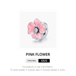 Accessori per collana braccialetto fai-da-te con perline di fiori rosa in argento sterling S925, Pink Flower