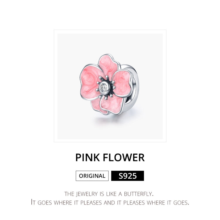 Accessori per collana braccialetto fai-da-te con perline di fiori rosa in argento sterling S925, Pink Flower