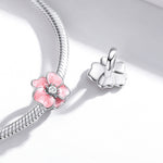 Accessori per collana braccialetto fai-da-te con perline di fiori rosa in argento sterling S925, Pink Flower