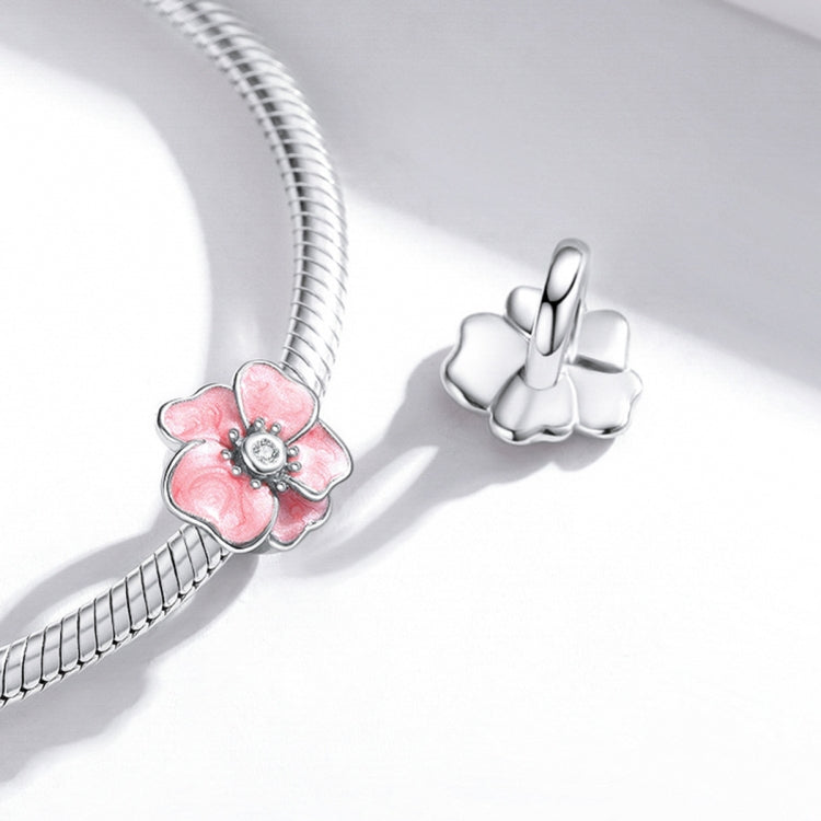 Accessori per collana braccialetto fai-da-te con perline di fiori rosa in argento sterling S925, Pink Flower