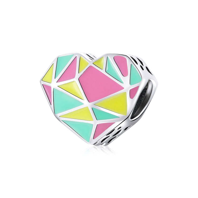 Accessori per collana braccialetto fai da te con perline geometriche a forma di cuore in argento sterling S925, Heart Geometry