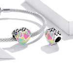Accessori per collana braccialetto fai da te con perline geometriche a forma di cuore in argento sterling S925, Heart Geometry