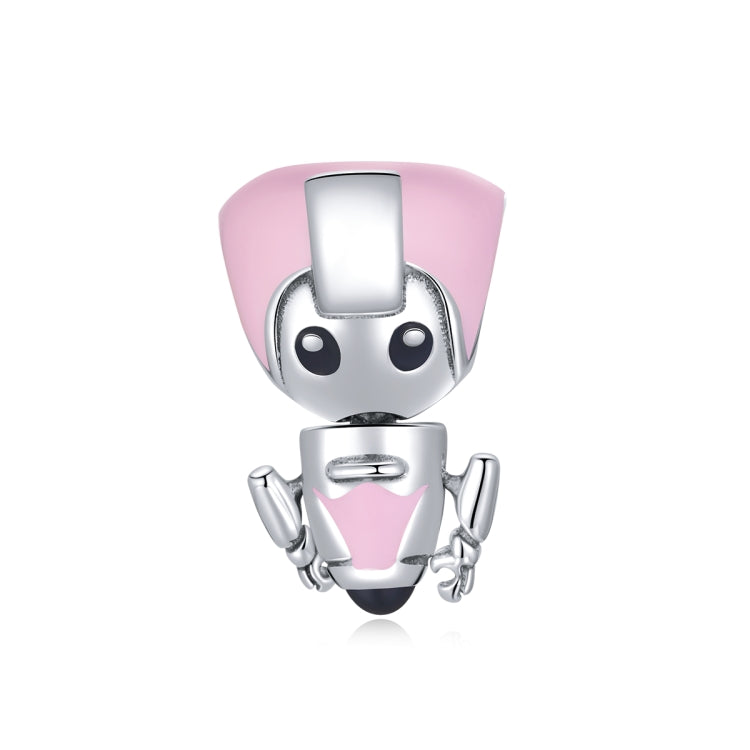 Accessori per collana braccialetto fai-da-te con perline robot rosa in argento sterling S925, Pink Robot