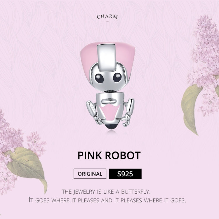 Accessori per collana braccialetto fai-da-te con perline robot rosa in argento sterling S925, Pink Robot