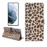 Custodia portafoglio in pelle leopardata per Samsung Galaxy S21