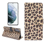 Custodia portafoglio in pelle leopardata per Samsung Galaxy S21
