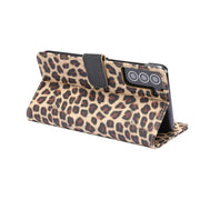 Custodia portafoglio in pelle leopardata per Samsung Galaxy S21