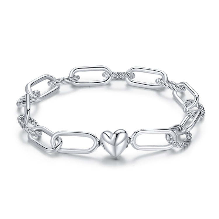 Gioielli da donna con bracciale in argento sterling S925 Paperclip Love, 17cm, 19cm