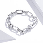 Gioielli da donna con bracciale in argento sterling S925 Paperclip Love, 17cm, 19cm