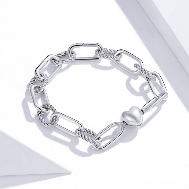 Gioielli da donna con bracciale in argento sterling S925 Paperclip Love, 17cm, 19cm