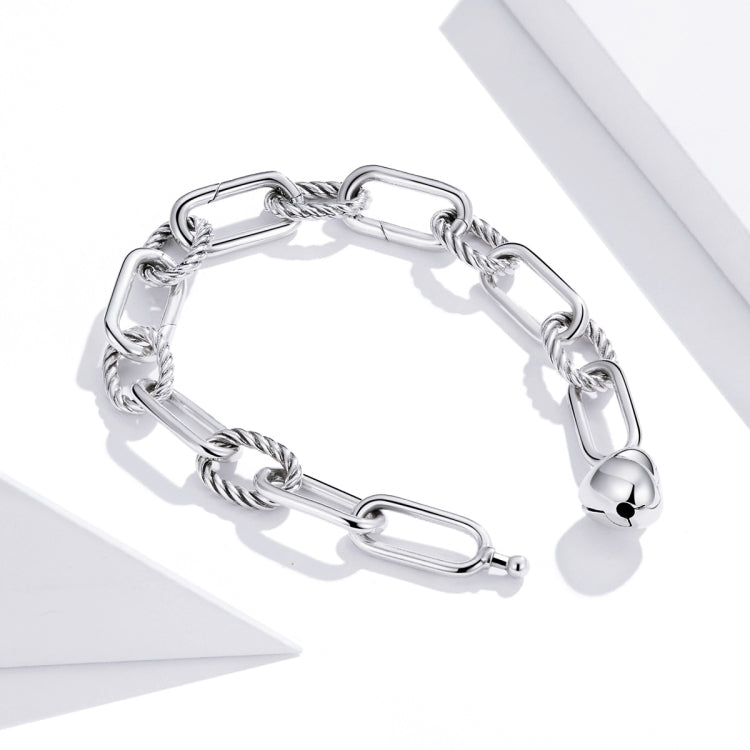 Gioielli da donna con bracciale in argento sterling S925 Paperclip Love, 17cm, 19cm