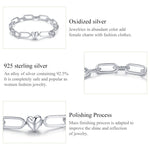 Gioielli da donna con bracciale in argento sterling S925 Paperclip Love, 17cm, 19cm