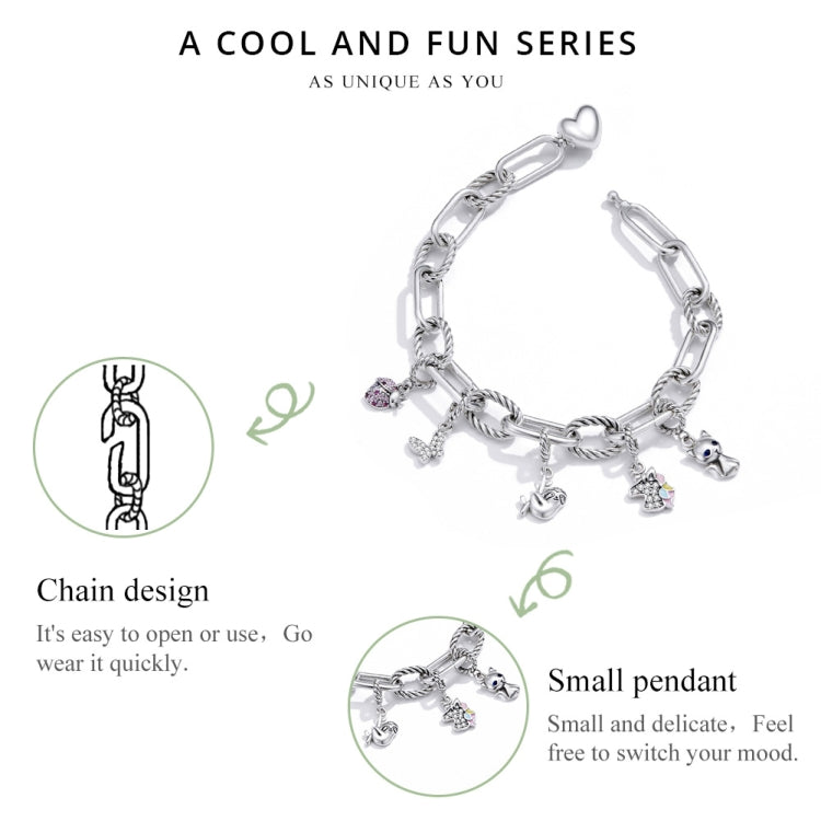 Gioielli da donna con bracciale in argento sterling S925 Paperclip Love, 17cm, 19cm