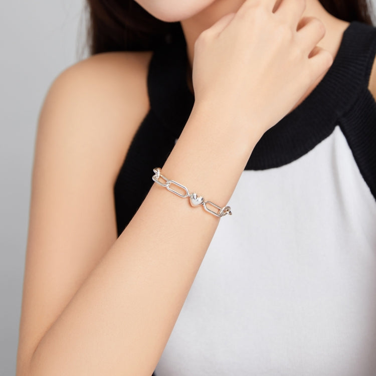 Gioielli da donna con bracciale in argento sterling S925 Paperclip Love, 17cm, 19cm