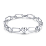 Gioielli da donna con bracciale in argento sterling S925 Paperclip Love, 17cm, 19cm