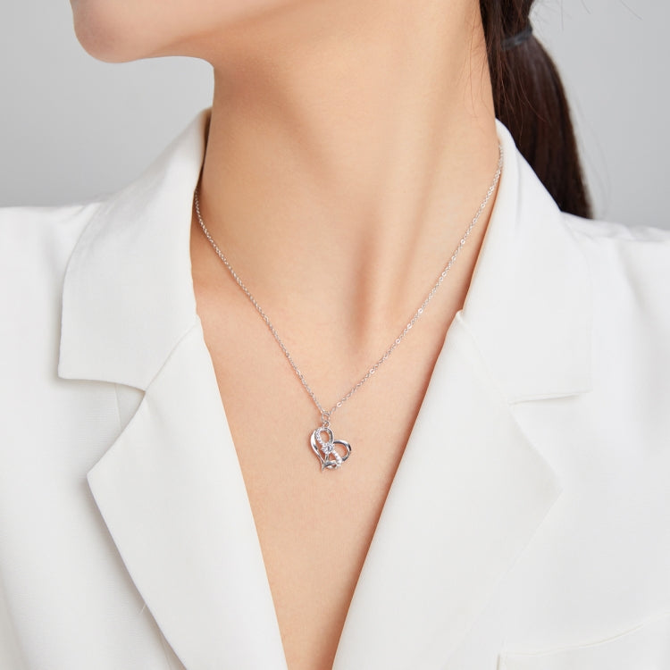 Gioielli da donna con collana da cuore a cuore in argento sterling S925, Heart To Heart