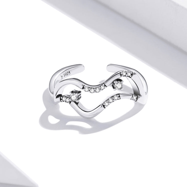 Anello aperto da donna in argento sterling S925 con Galaxy Stars, Galaxy Stars