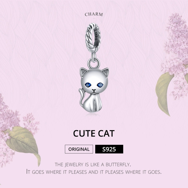 Accessori per collana braccialetto fai da te con ciondolo simpatico gatto in argento sterling S925, Cat