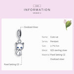 Accessori per collana braccialetto fai da te con ciondolo simpatico gatto in argento sterling S925, Cat