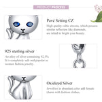 Accessori per collana braccialetto fai da te con ciondolo simpatico gatto in argento sterling S925, Cat