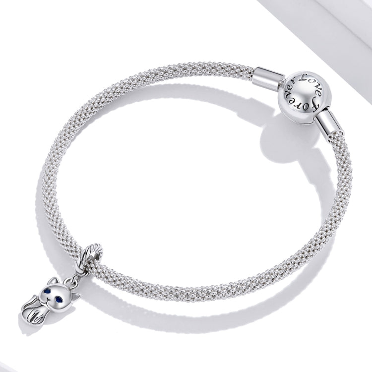 Accessori per collana braccialetto fai da te con ciondolo simpatico gatto in argento sterling S925, Cat