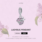Accessori per collana braccialetto fai-da-te con ciondolo coccinella in argento sterling S925, Ladybug