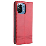 AZNS Custodia in pelle a vibrazione orizzontale con struttura in vitello magnetico con slot per carte, supporto e portafoglio, For Xiaomi Mi 11