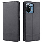 AZNS Custodia in pelle a vibrazione orizzontale con struttura in vitello magnetico con slot per carte, supporto e portafoglio, For Xiaomi Mi 11