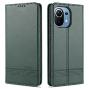 AZNS Custodia in pelle a vibrazione orizzontale con struttura in vitello magnetico con slot per carte, supporto e portafoglio, For Xiaomi Mi 11