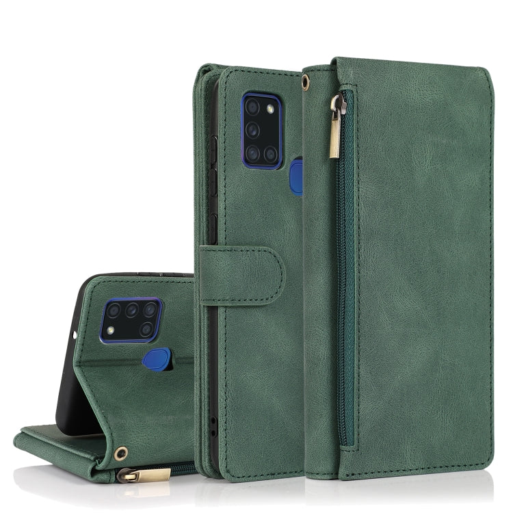 Custodia portafoglio in pelle con zip per Samsung Galaxy A21s