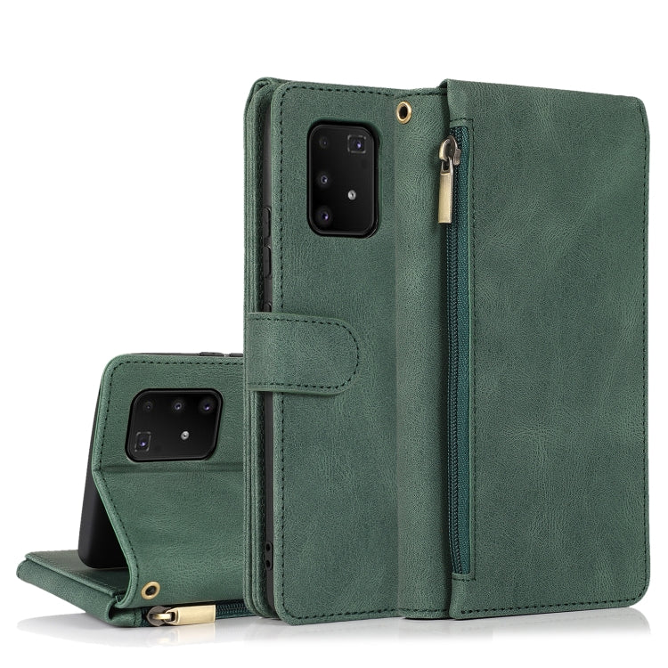 Custodia portafoglio in pelle con zip per Samsung Galaxy A91
