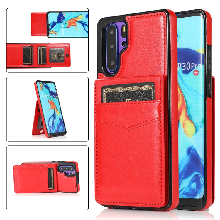 Custodia protettiva in tinta unita per PC + TPU con supporto e slot per schede, For Huawei P30, For Huawei P30 Pro, For Huawei P40