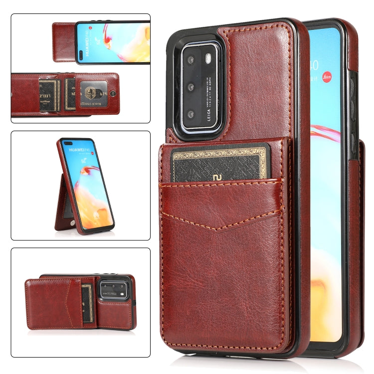 Custodia protettiva in tinta unita per PC + TPU con supporto e slot per schede, For Huawei P30, For Huawei P30 Pro, For Huawei P40
