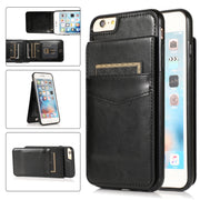 Custodia protettiva in tinta unita per PC + TPU con supporto e slot per schede, For iPhone 6, For iPhone 6 Plus, For iPhone 8 Plus / 7 Plus, For iPhone XS / X