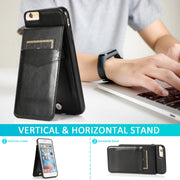 Custodia protettiva in tinta unita per PC + TPU con supporto e slot per schede, For iPhone 6, For iPhone 6 Plus, For iPhone 8 Plus / 7 Plus, For iPhone XS / X
