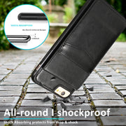Custodia protettiva in tinta unita per PC + TPU con supporto e slot per schede, For iPhone 6, For iPhone 6 Plus, For iPhone 8 Plus / 7 Plus, For iPhone XS / X