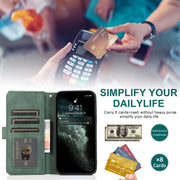 Skin-feel Crazy Horse Texture Zipper Wallet Bag Custodia in pelle flip orizzontale con supporto e fessure per carte e portafoglio e cordino, For iPhone 12 Pro Max