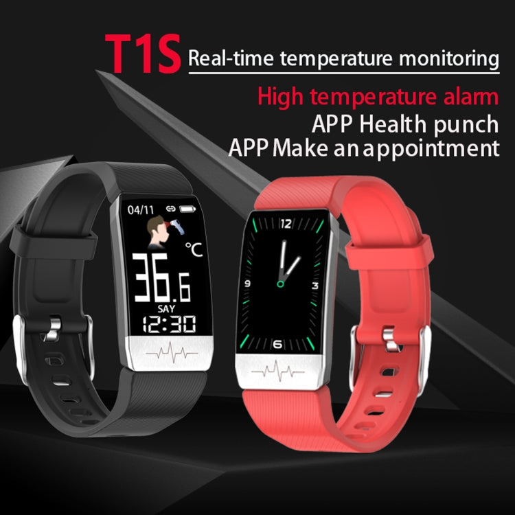 T1S schermo da 1,14 pollici IP67 braccialetto intelligente impermeabile, supporto monitoraggio dell'ossigeno nel sangue / monitoraggio della temperatura corporea / monitoraggio della frequenza cardiaca
