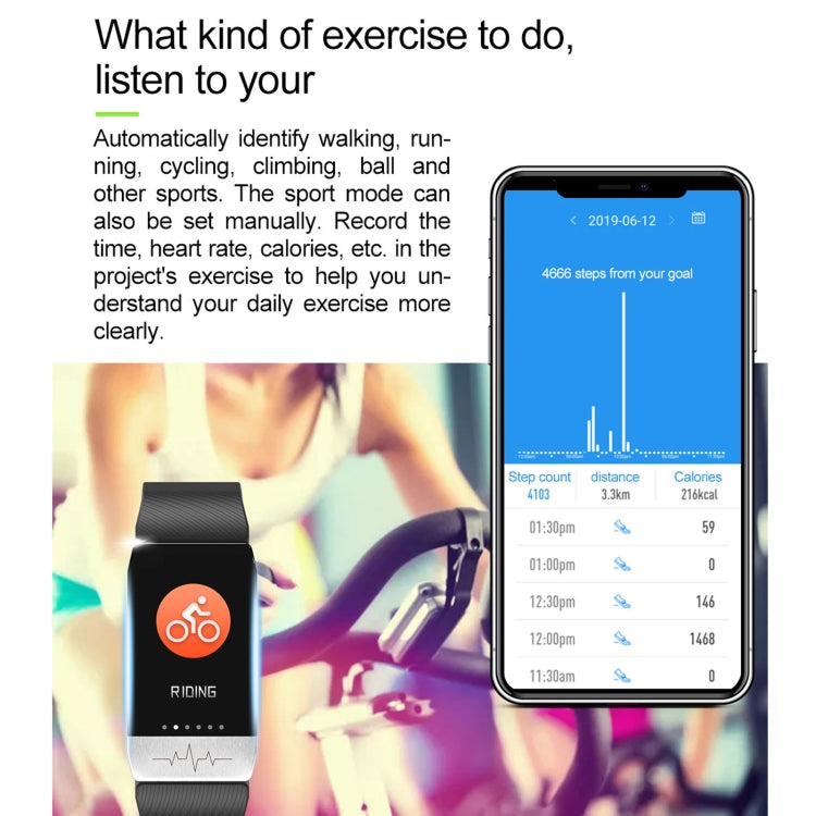 T1S schermo da 1,14 pollici IP67 braccialetto intelligente impermeabile, supporto monitoraggio dell'ossigeno nel sangue / monitoraggio della temperatura corporea / monitoraggio della frequenza cardiaca