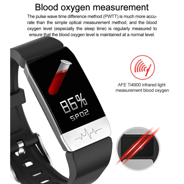 T1S schermo da 1,14 pollici IP67 braccialetto intelligente impermeabile, supporto monitoraggio dell'ossigeno nel sangue / monitoraggio della temperatura corporea / monitoraggio della frequenza cardiaca