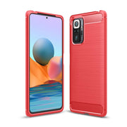 Custodia in TPU in fibra di carbonio con trama spazzolata, For Xiaomi Redmi Note 10 Pro