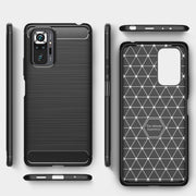 Custodia in TPU in fibra di carbonio con trama spazzolata, For Xiaomi Redmi Note 10 Pro